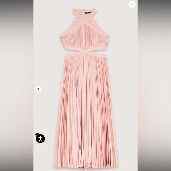 NWT Maje Pleated Pink Dress Size 38. - Picture 6 of 11